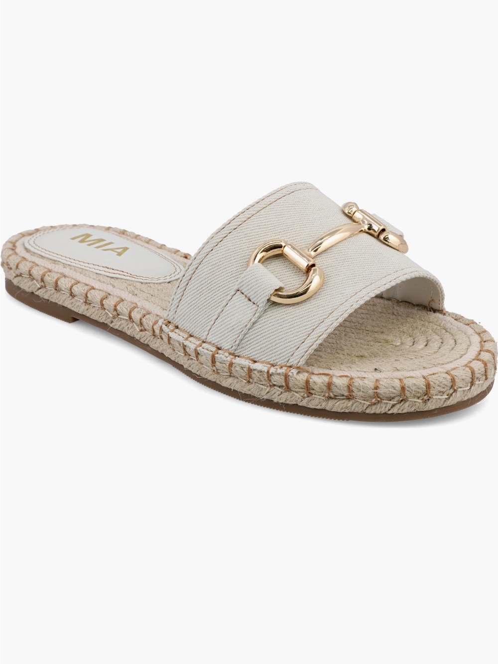 MIA Cream Slide Espadrille with Gold Bit Accent